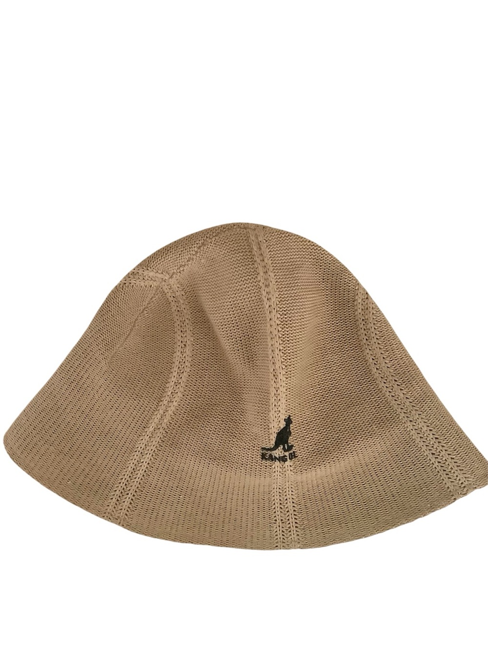 Kangol Beige Knit Bucket Hat with Subtle Logo